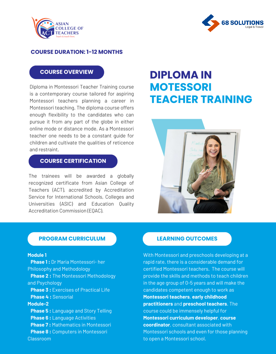 Diploma in Montessori Teacher Training - ACT programs